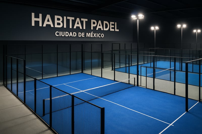 Canchas de pádel modernas y bien iluminadas en Habitat Padel, Ciudad de México Canchas de pádel modernas y bien iluminadas en Habitat Padel, Ciudad de México