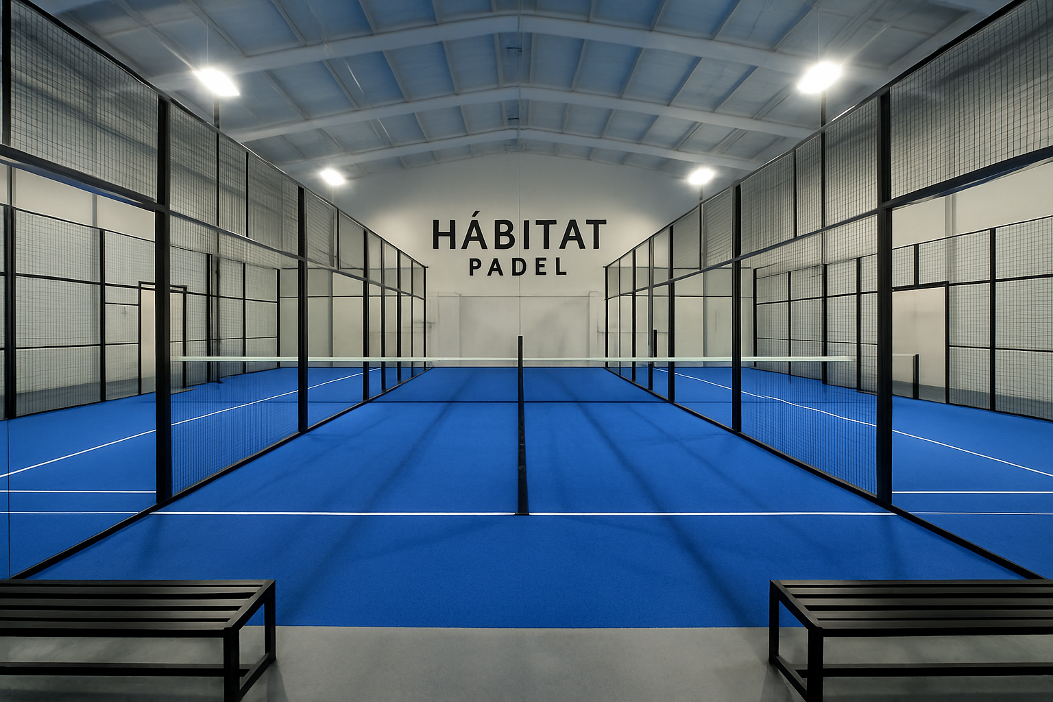 Canchas de pádel modernas y bien iluminadas en Habitat Padel