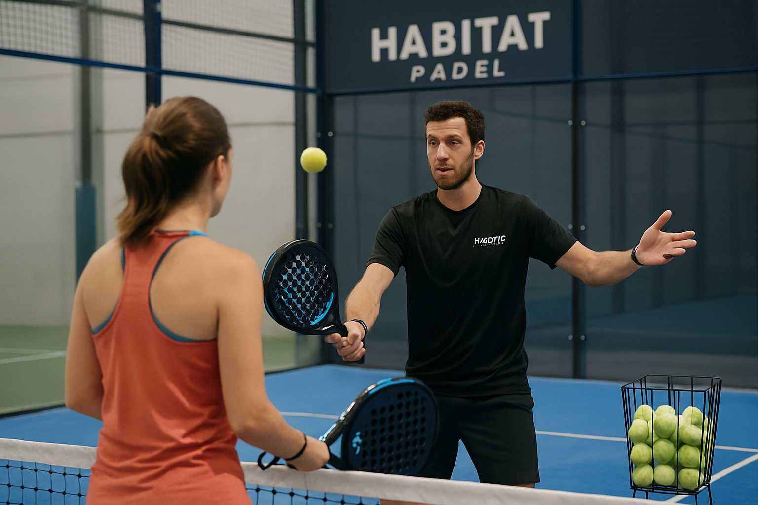 Clase de pádel con entrenador profesional en Habitat Padel